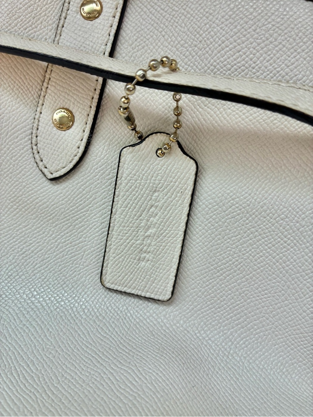 Coach Ivory Leather Tote with Yellow Charm - Picture 8 of 8